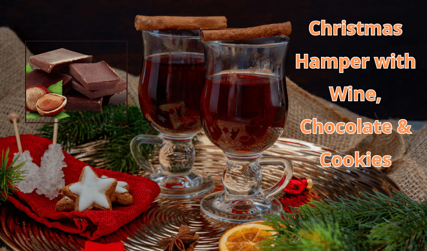 Christmas Hamper with Wine, Chocolate & Cookies