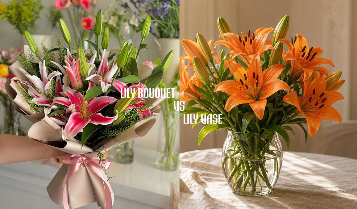Lily Bouquet vs Lily Vase
