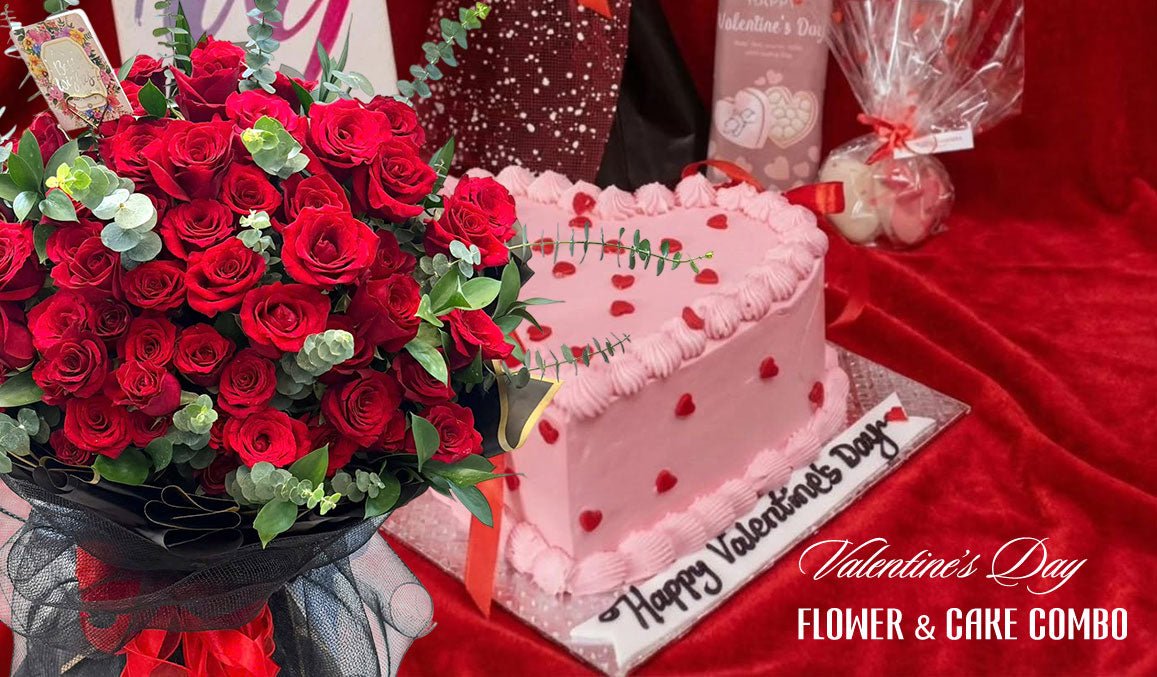 Valentine’s Day Flower & Cake Combo