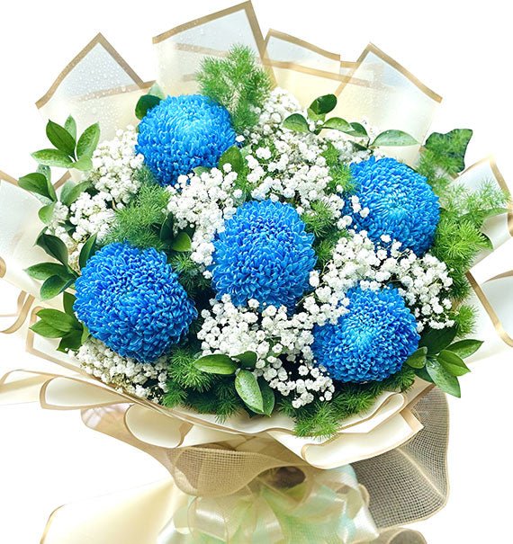 05 Blue Peony Chrysanthemum Bouquet