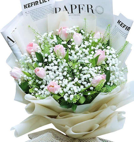 10 Light Pink Tulips Bouquet