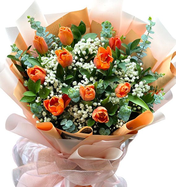 10 Orange Tulips Bouquet