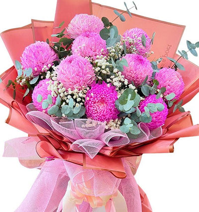 10 Pink Peony Chrys Bouquet