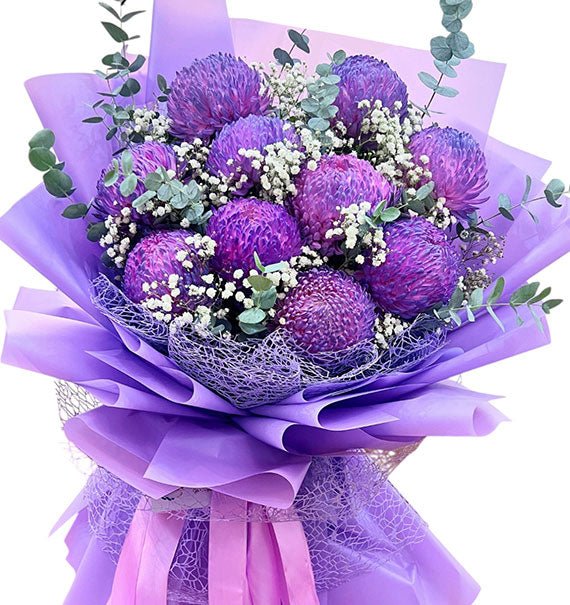 10 Purple Peony Chrysanthemum Bouquet