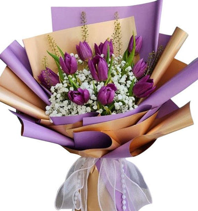 10 Purple Tulips Bouquet
