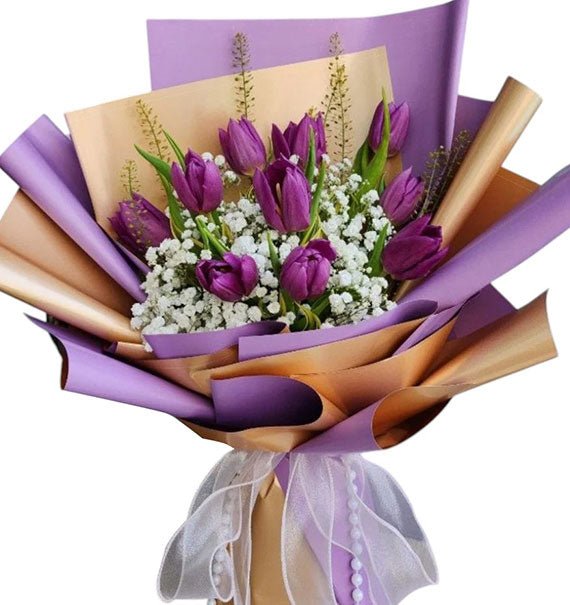 10 Purple Tulips Bouquet