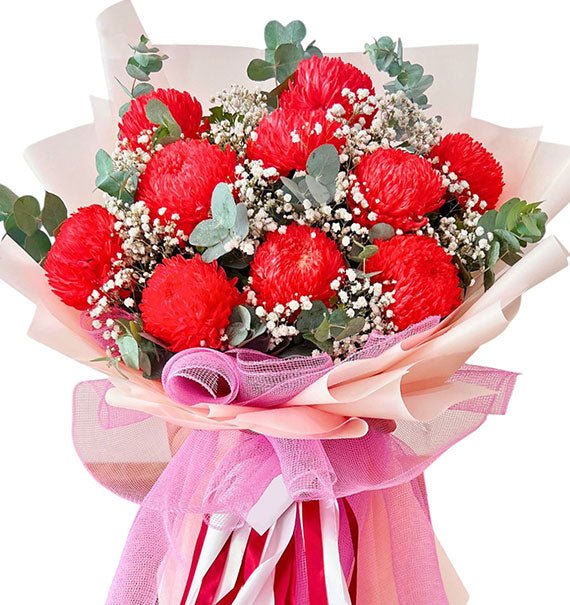 10 Red Peony Chrysanthemum Bouquet