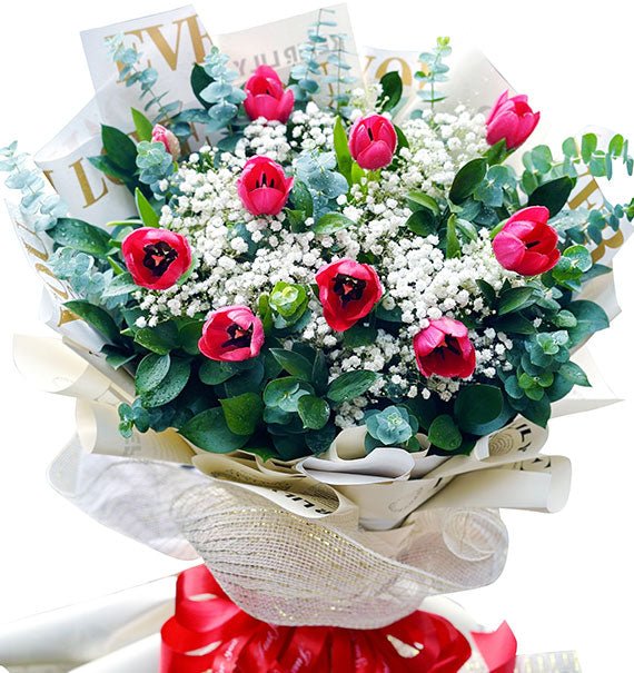 10 Red Tulips Bouquet