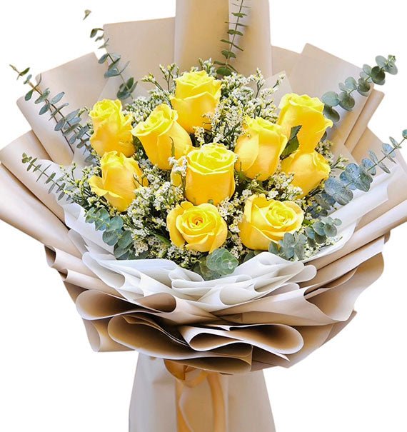 10 Yellow Ecuadorian Roses Bouquet