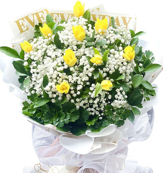 10 Yellow Tulips Bouquet