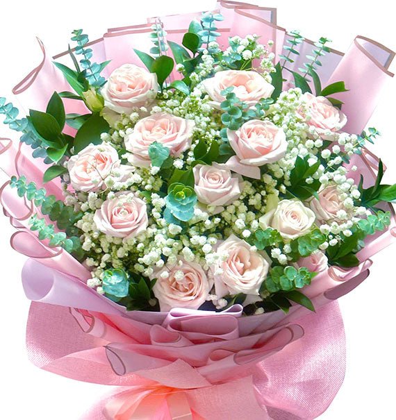 12 Peach Roses Bouquet For Women’s Day Vietnam