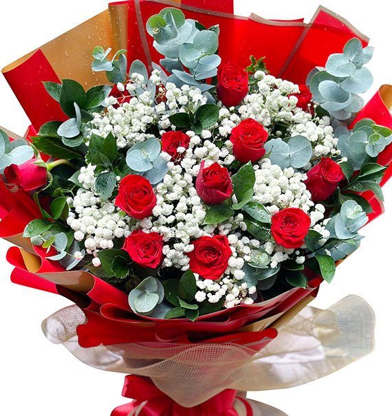 12 Red Roses Bouquet For Womens Day Vietnam