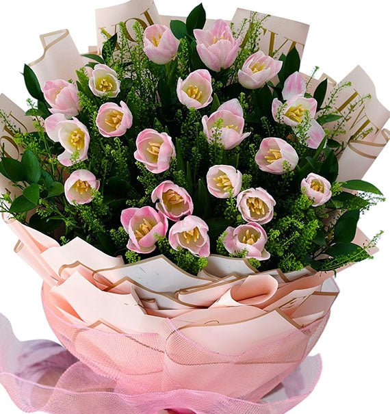 20 Light Pink Tulips Bouquet