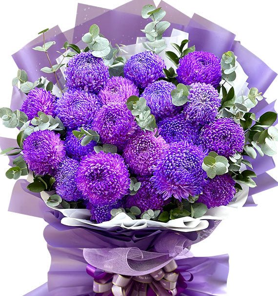 20 Purple Peony Chrysanthemum Bouquet