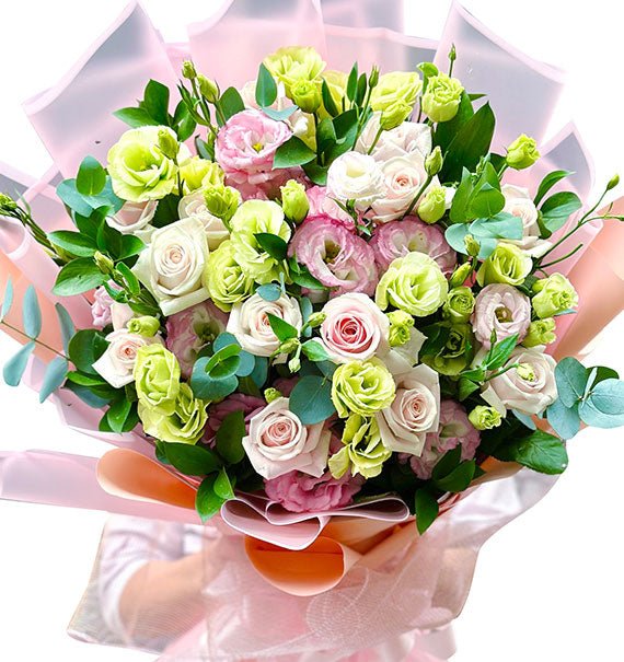 24 Peach Roses Bouquet For Womens Day Vietnam