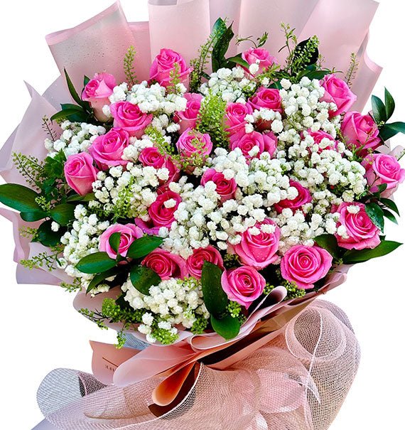 24 Pink Roses Bouquet For Womens Day Vietnam