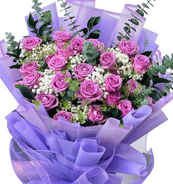 24 Purple Roses Bouquet For Womens Day Vietnam