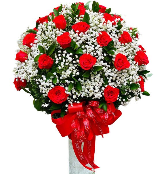 24 Red Roses In Vase