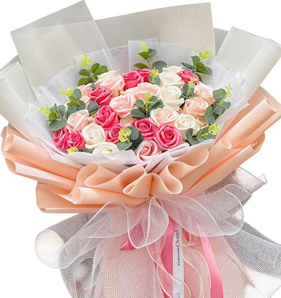 36 Mixed Waxed Roses Bouquet