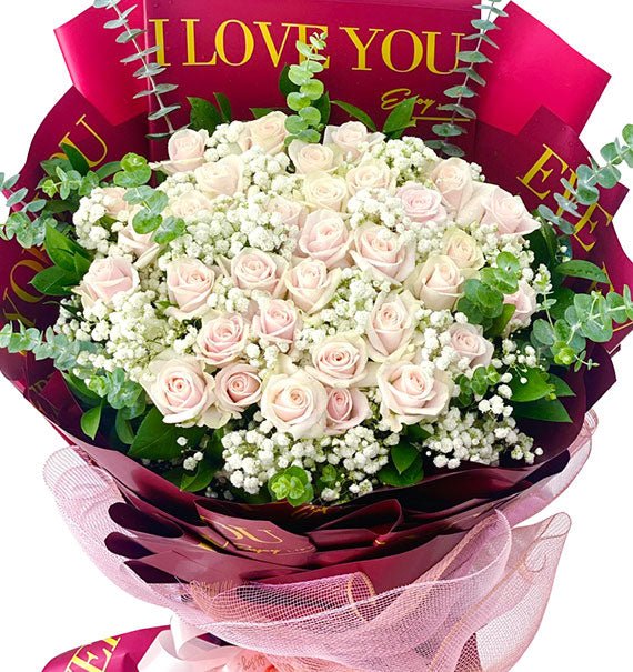 36 Peach Roses Bouquet For Womens Day Vietnam