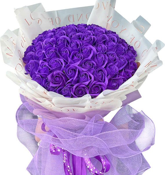 36 Purple Waxed Roses Bouquet