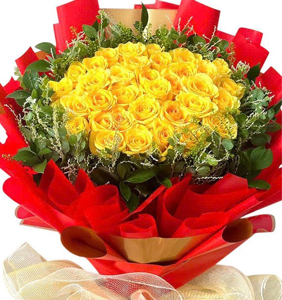 36 Yellow Roses Bouquet For Womens Day Vietnam