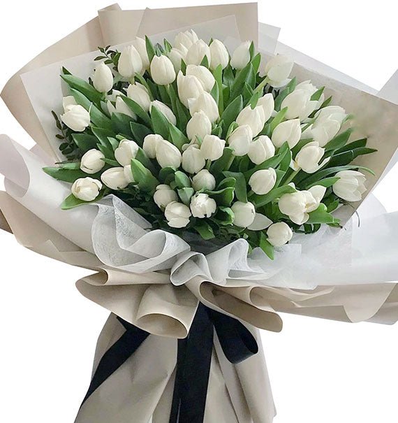 40 White Tulips Bouquet