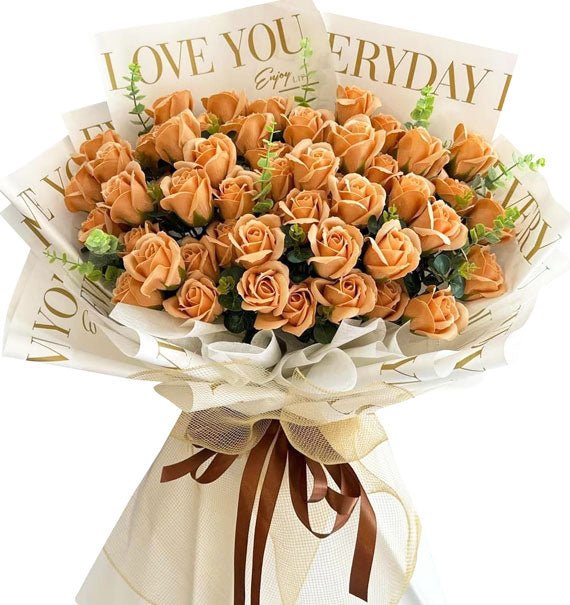 48 Nude Pink Waxed Roses Bouquet