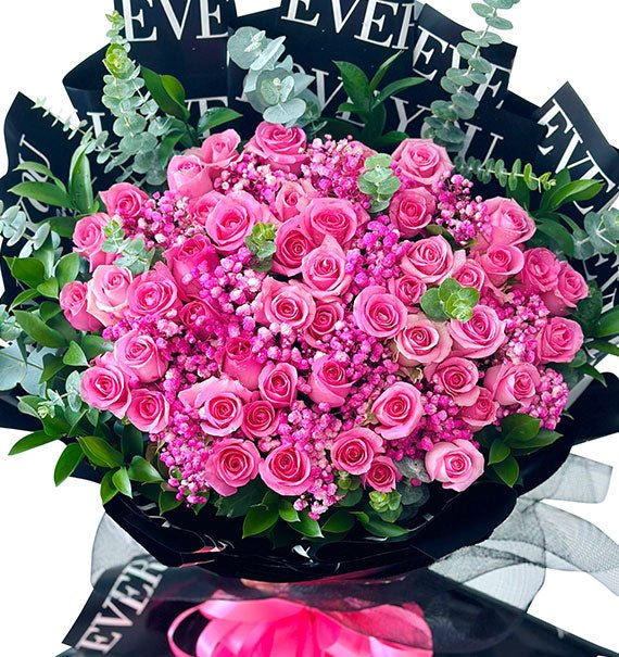 48 Pink Roses Bouquet For Womens Day Vietnam