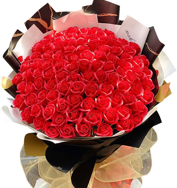 48 Red Waxed Roses Bouquet