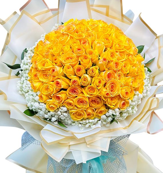 99 Yellow Roses Bouquet For Womens Day Vietnam