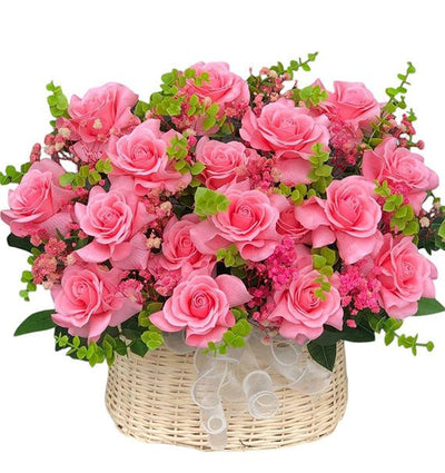 Magenta Eternal Roses In A Basket