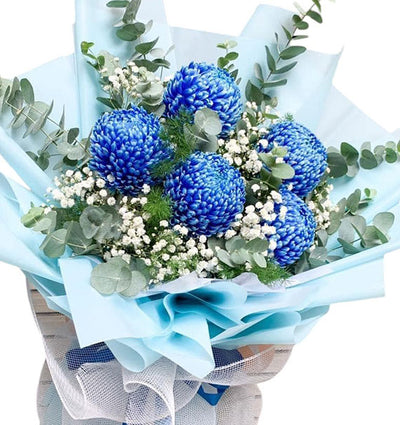 Blue Peony Chrys Bouquet For Dad