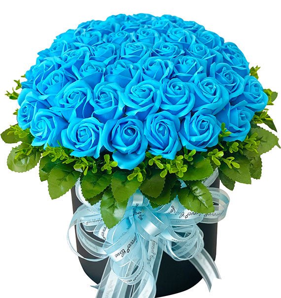 Blue Waxed Rose In A Box