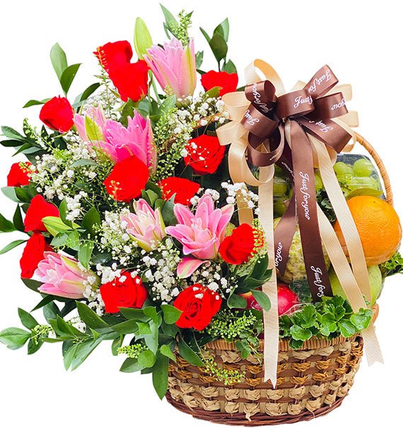 Fruit Hamper With Flowers Vietnam