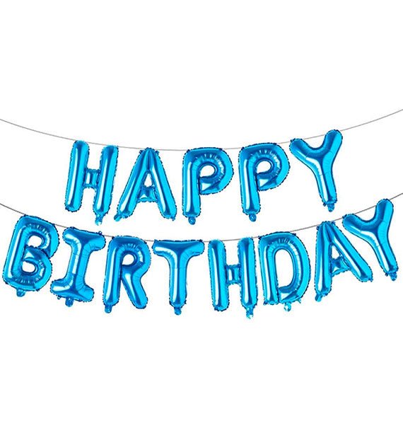 Happy Birthday Letter Foil Balloons Banner Blue Gifts Vietnam
