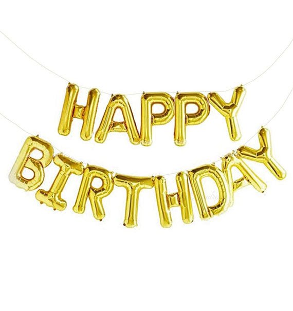 Happy Birthday Letter Foil Balloons Banner Gold Gifts Vietnam