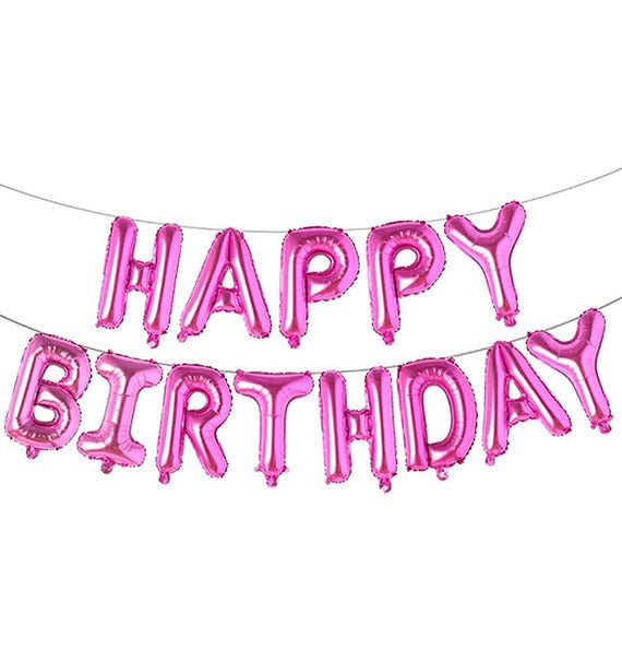 Happy Birthday Letter Foil Balloons Banner Pink Gifts Vietnam