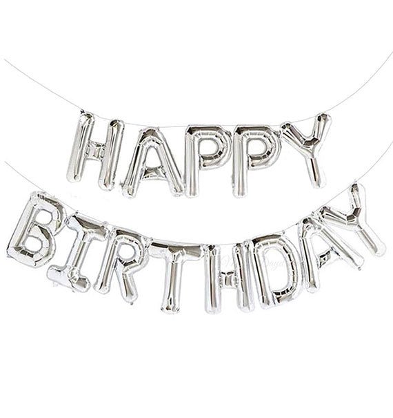 Happy Birthday Letter Foil Balloons Banner Silver Gifts Vietnam