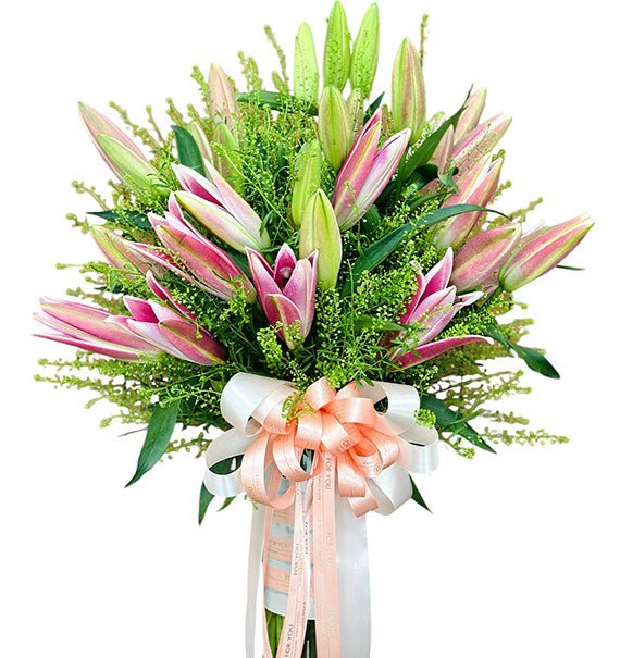 Lilies In Vase For Tet Vietnam
