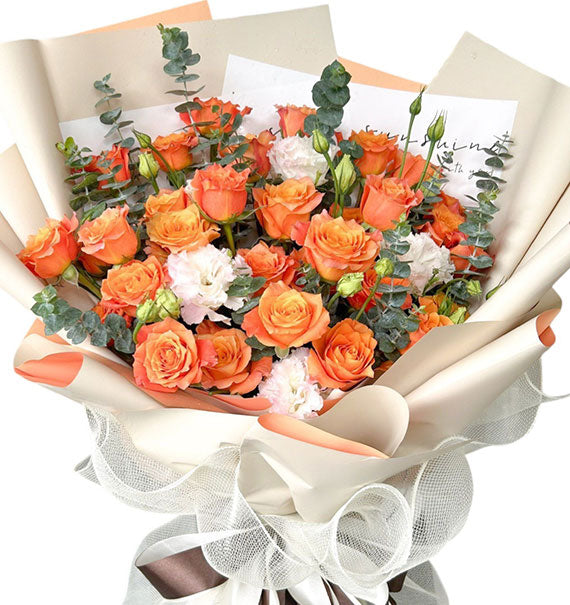 Orange Rose Bouquet For Vietnamese Women's Day