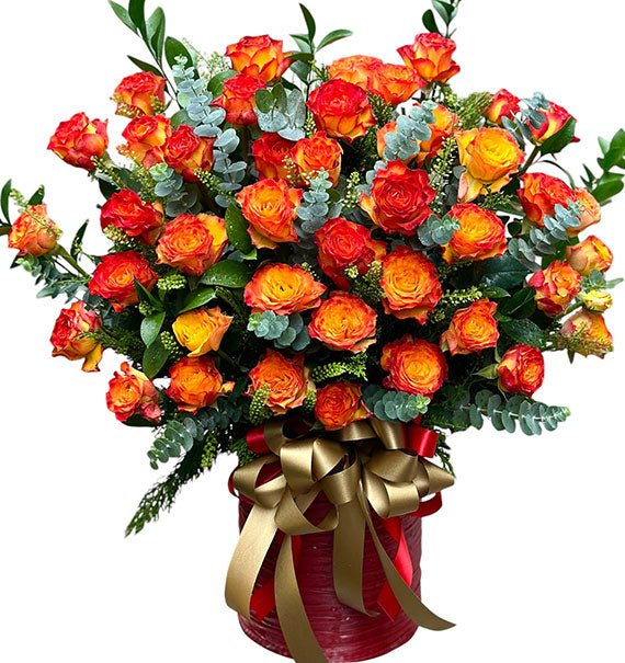 Orange Roses In A Basket