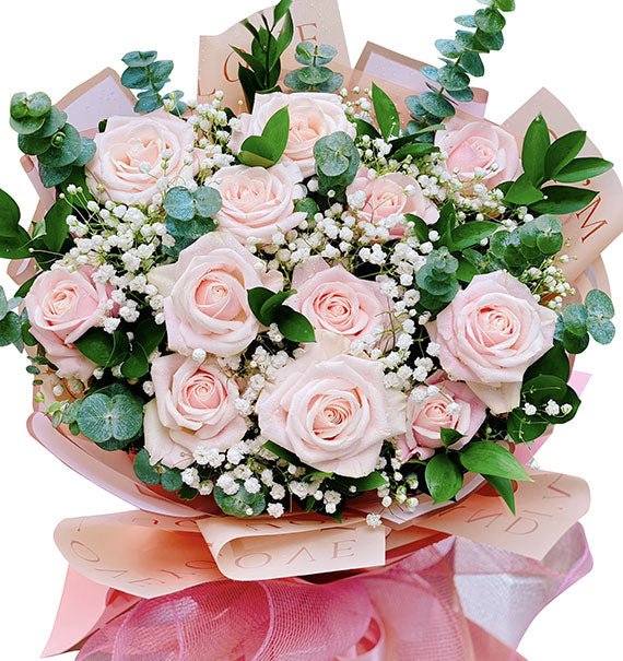 Peach Rose Bouquet For Vietnamese Womens Day