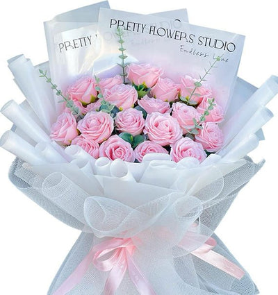 Peach Waxed Roses Bouquet