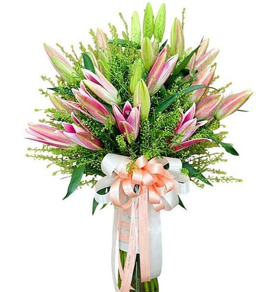 Pink Lilies In Vase