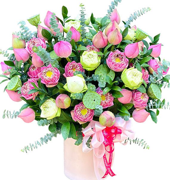 Pink Lotus In A Basket