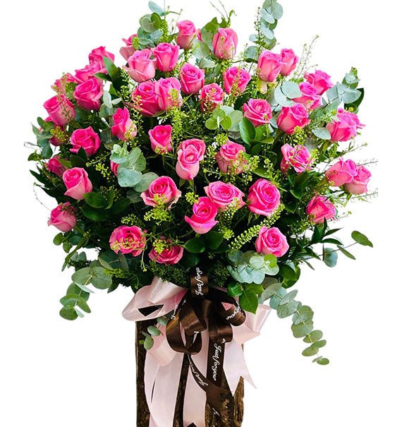 Pink Roses In A Basket