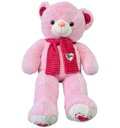 Pink Teddy Bear Wearing A Scarf