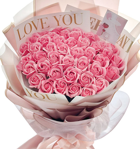 Pink Waxed Roses Bouquet For Valentine Vietnam