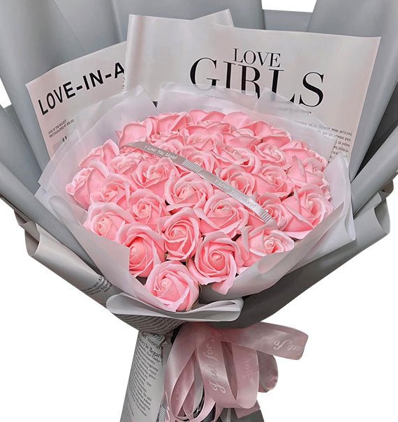 Pink Waxed Roses Bouquet For Valentine Vietnam
